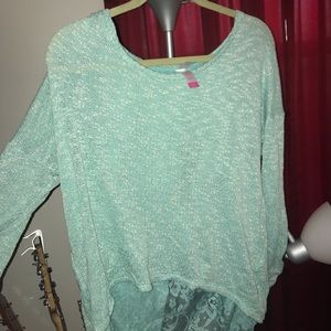 Teal Long Sleeve Lace Blouse-No Boundaries